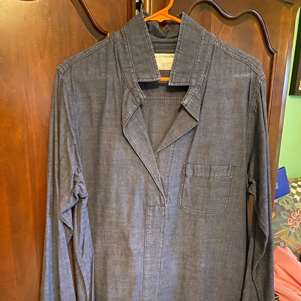 Rag & Bone open collar long shirt